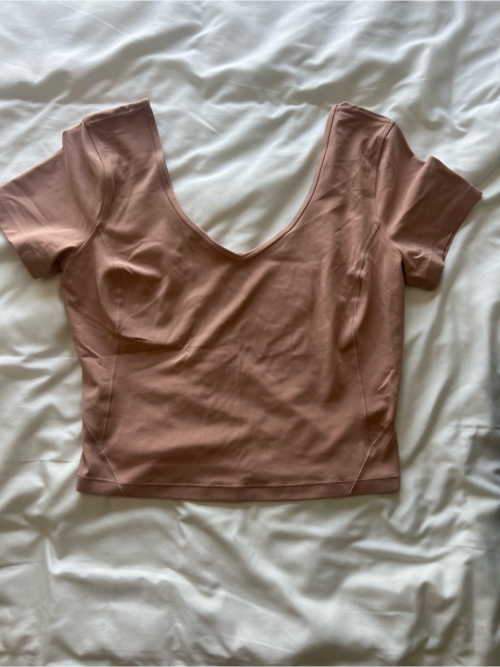 lululemon athletica Short Sleeve Scoop Crop Top in Dusty Rose